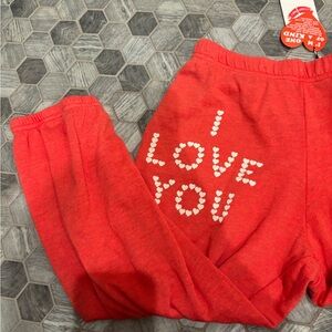 Wildfox I LOVE YOU Heart Print Capri Joggers